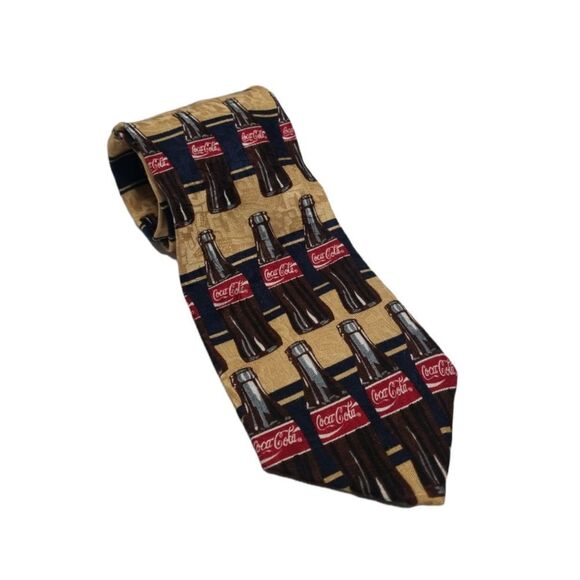 {Coca Cola} Bottled Coca Cola Print Mens Tie - Picture 3 of 7